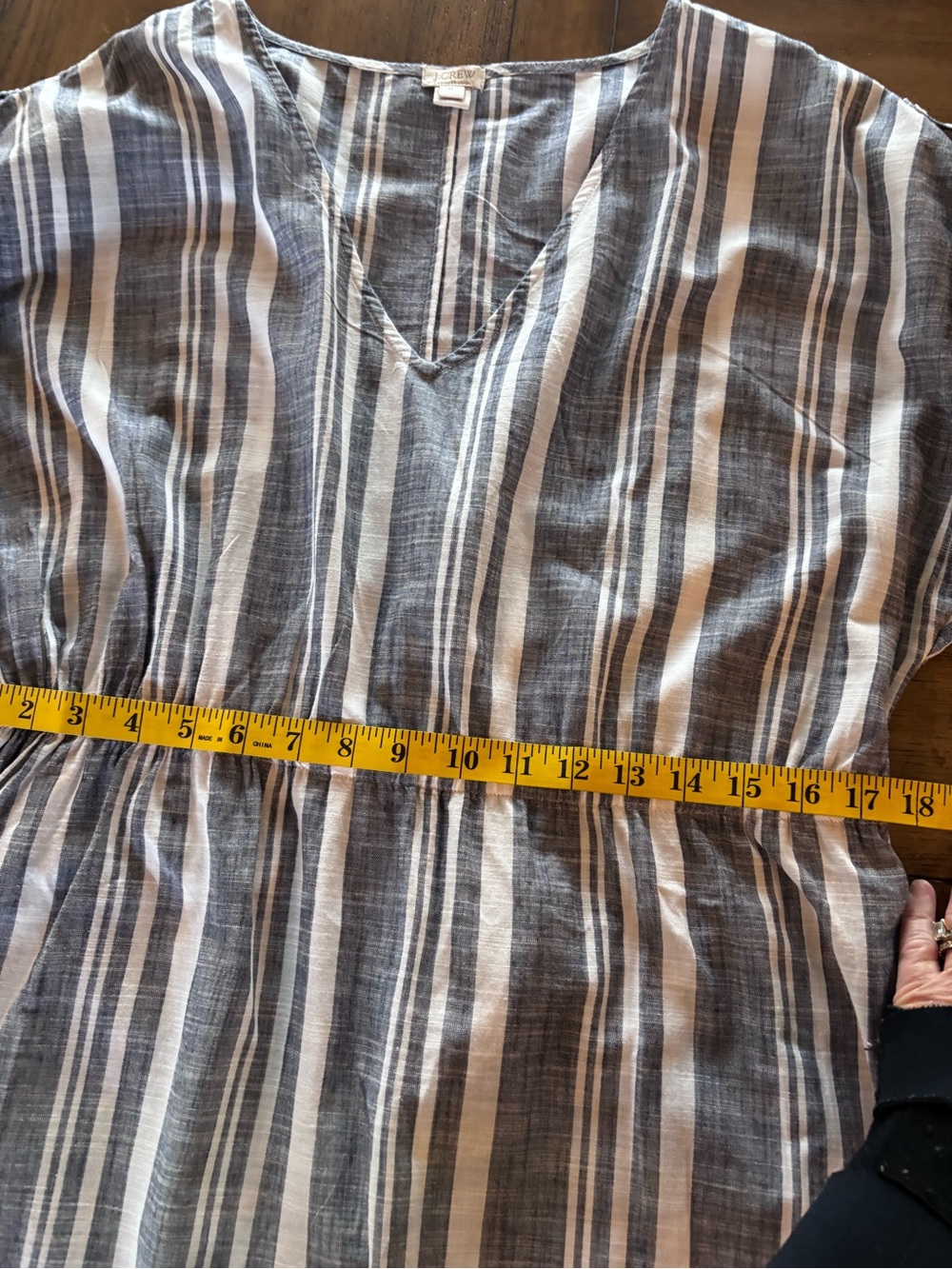 J Crew Factory Striped V-Neck PopOver Dress, XL, Casual Throw On, Day Dress - Picture 8 of 10
